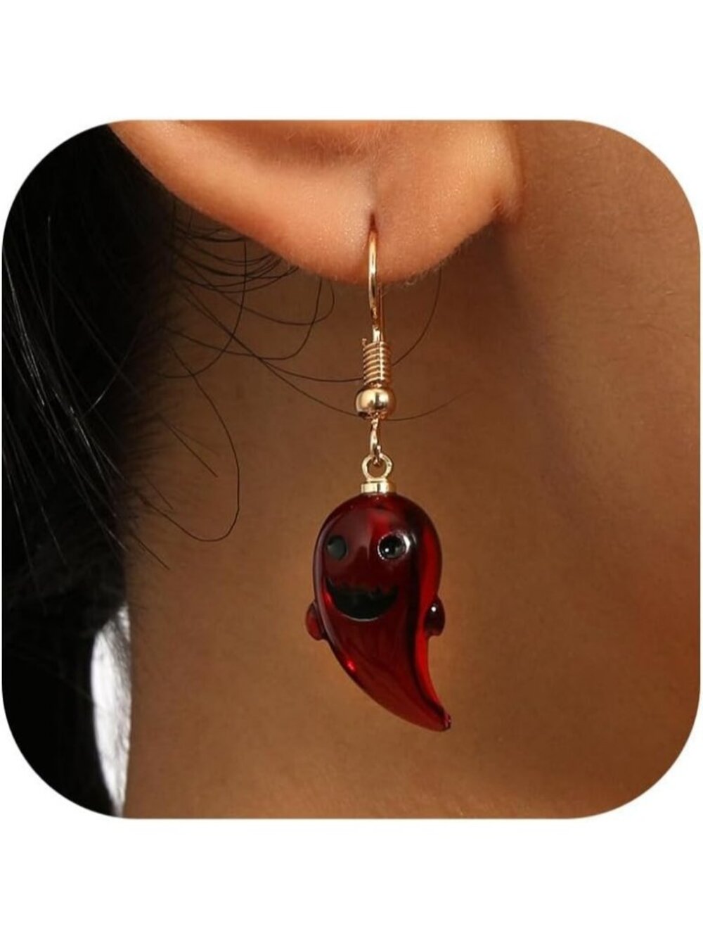 Woman's Red Dangle Halloween Costumes Cute Jewelry Charm Ghost Stud Earrings